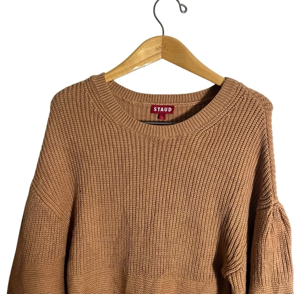 STAUD Marylebone Knit Sweater Dress‎ in Camel - Picture 6 of 11